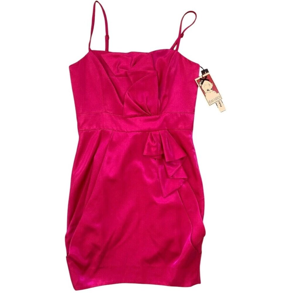 $298 NWT Anthropologie Yoana Baraschi 8 Mini Dress Fuchsia Pink Satin Cocktail